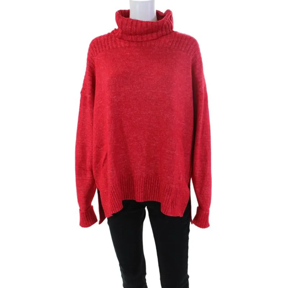 Renuar Womens Turtleneck Long Sleeve Pullover Sweater Top Berry Size L